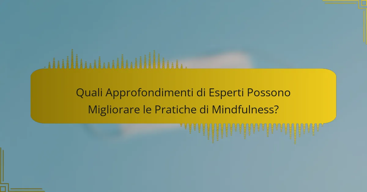 Quali Approfondimenti di Esperti Possono Migliorare le Pratiche di Mindfulness?