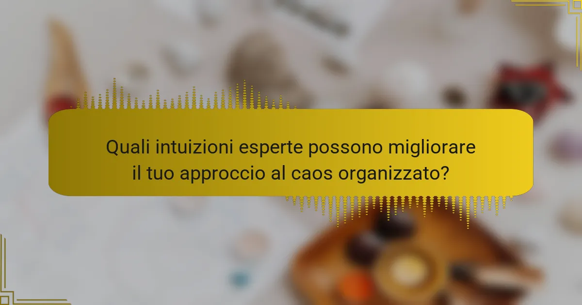 Quali intuizioni esperte possono migliorare il tuo approccio al caos organizzato?