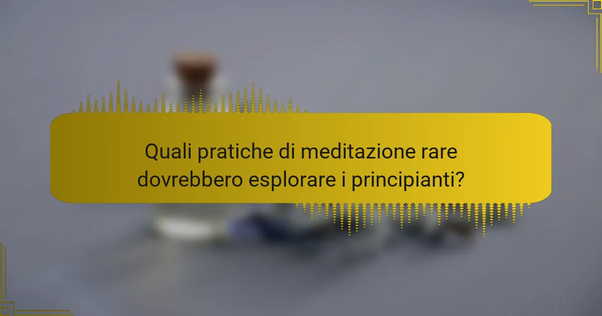 Quali pratiche di meditazione rare dovrebbero esplorare i principianti?