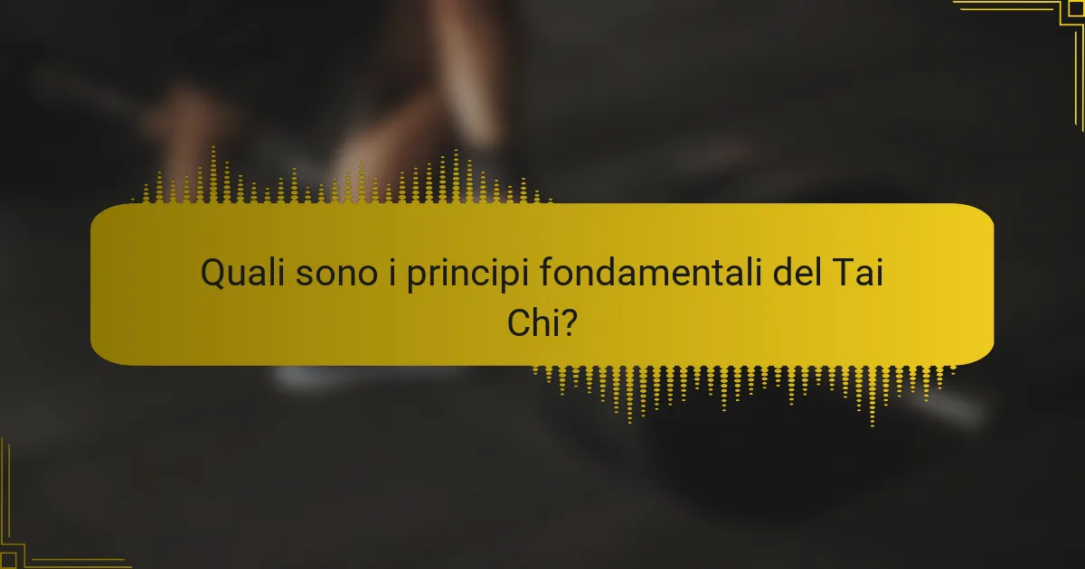Quali sono i principi fondamentali del Tai Chi?